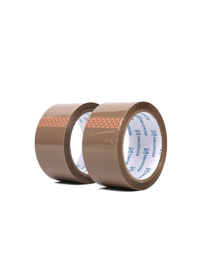Neomate Low Noise Brown BOPP Packaging Tape | 48mm x 50m, Pack of 2 |Heavy-Duty Durable Tan Tape for Packaging, DIY - Image 1